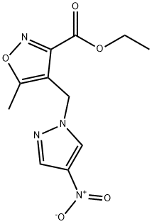 5-Methyl-4-(4-nitro-pyrazol-1-ylmethyl)-isoxazole-3-carboxylic acid ethyl ester Structure