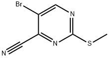 5-bromo-2-(methylthio)pyrimidine-4-carbonitrile,1023812-08-9,结构式