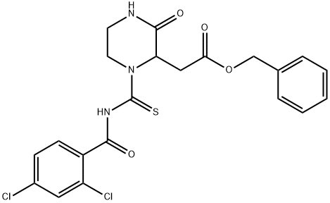 benzyl (1-{[(2,4-dichlorobenzoyl)amino]carbonothioyl}-3-oxo-2-piperazinyl)acetate Structure