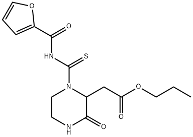 propyl 2-[1-(furan-2-carbonylcarbamothioyl)-3-oxopiperazin-2-yl]acetate Struktur