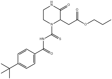 propyl (1-{[(4-tert-butylbenzoyl)amino]carbonothioyl}-3-oxo-2-piperazinyl)acetate Structure