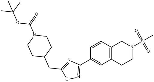 tert-butyl4-((3-(2-(methylsulfonyl)-1,2,3,4-tetrahydroisoquinolin-6-yl)-1,2,4-oxadiazol-5-yl)methyl)piperidine-1-carboxylate 结构式