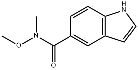 N-METHOXY-N-METHYL-1H-INDOLE-5-CARBOXAMIDE, 1H-INDOLE-5-CARBOXYLIC ACID METHOXY-METHYL-AMIDE 结构式