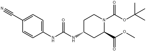 1-(tert-butyl) 2-methyl (2R,4R)-4-(3-(4-cyanophenyl)ureido)piperidine-1,2-dicarboxylate 化学構造式