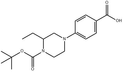 1-(4-carboxyphenyl)-3-ethyl-4-Boc piperazine Structure