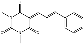 (E)-1,3-dimethyl-5-(3-phenylallylidene)pyrimidine-2,4,6(1H,3H,5H)-trione 化学構造式