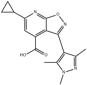 6-Cyclopropyl-3-(1,3,5-trimethylpyrazol-4-yl)isoxazolo[5,4-b]pyridine-4-carboxylic acid Structure