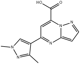 5-(1,3-二甲基-1H-吡唑-4-基)吡唑并[1,5-A]嘧啶-7-羧酸 结构式