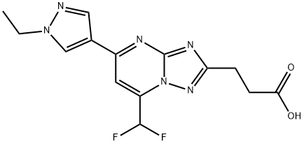 3-[7-(Difluoromethyl)-5-(1-ethylpyrazol-4-yl)-[1,2,4]triazolo[1,5-a]pyrimidin-2-yl]propanoic acid Struktur