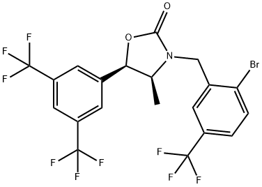 (4S,5R)-5-(3,5-bis-trifluoromethyl-phenyl)-3-(2-bromo-5-trifluoromethyl-benzyl)-4-methyl-oxazolidin-2-one,1185737-50-1,结构式