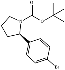 1-Pyrrolidinecarboxylic acid, 2-(4-bromophenyl)-, 1,1-dimethylethyl ester, (2R)- Struktur