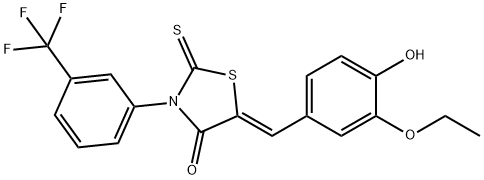 (Z)-5-(3-ethoxy-4-hydroxybenzylidene)-2-thioxo-3-(3-(trifluoromethyl)phenyl)thiazolidin-4-one Struktur