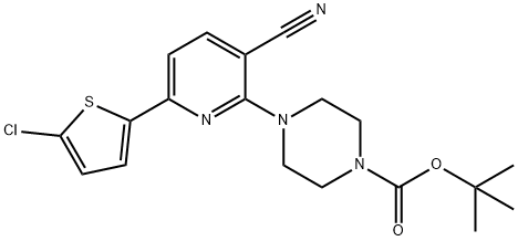 tert-butyl 4-[6-(5-chlorothiophen-2-yl)-3-cyanopyridin-2-yl]piperazine-1-carboxylate Struktur