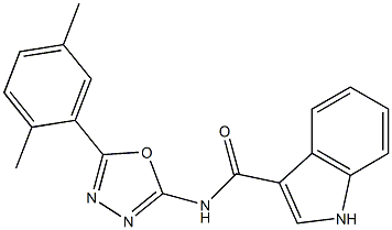 N-[5-(2,5-dimethylphenyl)-1,3,4-oxadiazol-2-yl]-1H-indole-3-carboxamide 化学構造式