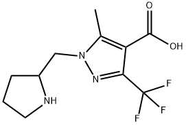 5-Methyl-1-pyrrolidin-2-ylmethyl-3-trifluoromethyl-1H-pyrazole-4-carboxylic acid 结构式