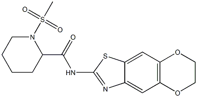 N-(6,7-dihydro-[1,4]dioxino[2,3-f][1,3]benzothiazol-2-yl)-1-methylsulfonylpiperidine-2-carboxamide 化学構造式