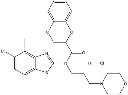 N-(5-chloro-4-methyl-1,3-benzothiazol-2-yl)-N-(3-morpholin-4-ylpropyl)-2,3-dihydro-1,4-benzodioxine-3-carboxamide:hydrochloride 化学構造式