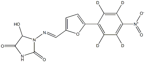 5-hydroxy-1-[(E)-[5-(2,3,5,6-tetradeuterio-4-nitrophenyl)furan-2-yl]methylideneamino]imidazolidine-2,4-dione 结构式