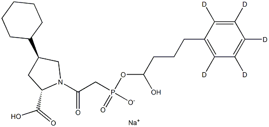 sodium:(2S,4S)-4-cyclohexyl-1-[2-[hydroxy-[4-(2,3,4,5,6-pentadeuteriophenyl)butyl]phosphoryl]acetyl]pyrrolidine-2-carboxylate Structure