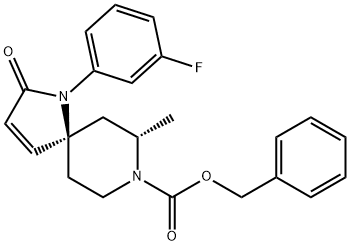 benzyl (5R,7S)-1-(3-fluorophenyl)-7-methyl-2-oxo-1,8-diazaspiro[4.5]dec-3-ene-8-carboxylate Struktur
