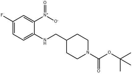TERT-ブチル 4-[(4-フルオロ-2-ニトロフェニルアミノ)メチル]ピペリジン-1-カルボキシレート 化学構造式