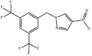 1-{[3,5-bis(trifluoromethyl)phenyl]methyl}-4-nitro-1H-pyrazole 化学構造式