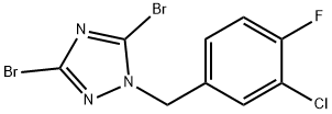 3,5-dibromo-1-[(3-chloro-4-fluorophenyl)methyl]-1H-1,2,4-triazole Struktur