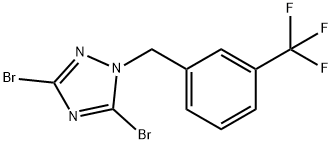 3,5-dibromo-1-{[3-(trifluoromethyl)phenyl]methyl}-1H-1,2,4-triazole Struktur