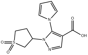 1-(1,1-二氧化四氢噻吩-3-基)-5-(1H-吡咯-1-基)-1H-吡唑-4-羧酸,1242282-02-5,结构式