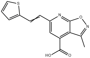 3-Methyl-6-(2-thiophen-2-yl-vinyl)-isoxazolo[5,4-b]pyridine-4-carboxylic acid 结构式