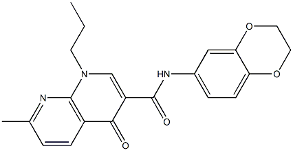 N-(2,3-dihydro-1,4-benzodioxin-6-yl)-7-methyl-4-oxo-1-propyl-1,8-naphthyridine-3-carboxamide Struktur