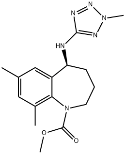 methyl(S)-7,9-dimethyl-5-((2-methyl-2H-tetrazol-5-yl)amino)-2,3,4,5-tetrahydro-1H-benzo[b]azepine-1-carboxylate 化学構造式