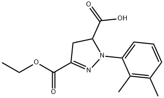 1-(2-chlorophenyl)-3-(ethoxycarbonyl)-4,5-dihydro-1H-pyrazole-5-carboxylic acid Struktur