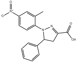 1-(2-methyl-4-nitrophenyl)-5-phenyl-4,5-dihydro-1H-pyrazole-3-carboxylic acid 化学構造式