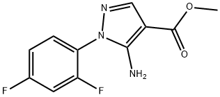 5-アミノ-1-(2,4-ジフルオロフェニル)-1H-ピラゾール-4-カルボン酸メチル 化学構造式