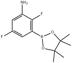 2,5-Difluoro-3-(4,4,5,5-tetramethyl-1,3,2-dioxaborolan-2-yl)aniline 结构式