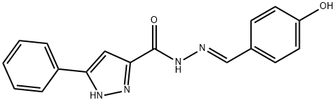 (E)-N-(4-hydroxybenzylidene)-3-phenyl-1H-pyrazole-5-carbohydrazide Structure