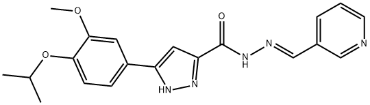 (E)-3-(4-isopropoxy-3-methoxyphenyl)-N-(pyridin-3-ylmethylene)-1H-pyrazole-5-carbohydrazide 结构式
