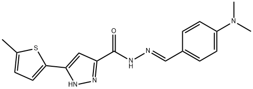 (E)-N-(4-(dimethylamino)benzylidene)-3-(5-methylthiophen-2-yl)-1H-pyrazole-5-carbohydrazide 结构式