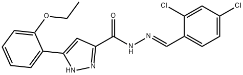 (E)-N-(2,4-dichlorobenzylidene)-3-(2-ethoxyphenyl)-1H-pyrazole-5-carbohydrazide 化学構造式