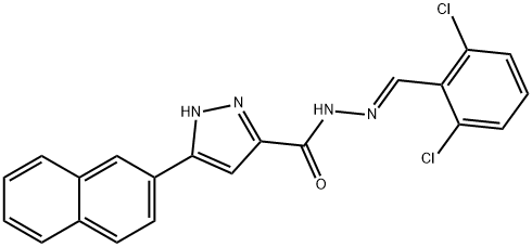 (E)-N-(2,6-dichlorobenzylidene)-3-(naphthalen-2-yl)-1H-pyrazole-5-carbohydrazide 结构式