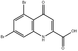 5,7-Dibromo-4-oxo-1,4-dihydroquinoline-2-carboxylic acid 化学構造式