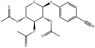 (2S,3R,4S,5S)-2-((4-cyanophenyl)thio)tetrahydro-2H-thiopyran-3,4,5-triyl triacetate Struktur