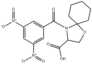 4-(3,5-dinitrobenzoyl)-1-oxa-4-azaspiro[4.5]decane-3-carboxylic acid, 1326808-26-7, 结构式