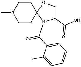 8-methyl-4-(2-methylbenzoyl)-1-oxa-4,8-diazaspiro[4.5]decane-3-carboxylic acid Struktur