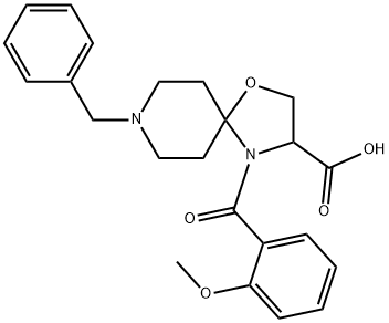 8-benzyl-4-(2-methoxybenzoyl)-1-oxa-4,8-diazaspiro[4.5]decane-3-carboxylic acid Structure