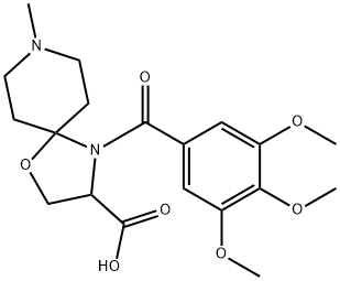 8-メチル-4-(3,4,5-トリメトキシベンゾイル)-1-オキサ-4,8-ジアザスピロ[4.5]デカン-3-カルボン酸 化学構造式