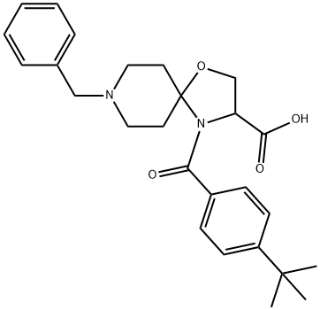 8-benzyl-4-(4-tert-butylbenzoyl)-1-oxa-4,8-diazaspiro[4.5]decane-3-carboxylic acid 化学構造式