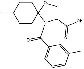 8-methyl-4-(3-methylbenzoyl)-1-oxa-4-azaspiro[4.5]decane-3-carboxylic acid, 1326810-26-7, 结构式