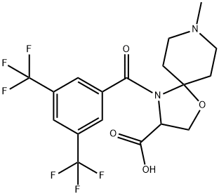 4-[3,5-bis(trifluoromethyl)benzoyl]-8-methyl-1-oxa-4,8-diazaspiro[4.5]decane-3-carboxylic acid, 1326810-34-7, 结构式